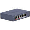 PoE суич 4 порта 10/100 Mbps + 1 Uplink Long Range 300m 45W 6kV Метален корпус Desktop Hikvision DS-3E0105P-E/M(C)