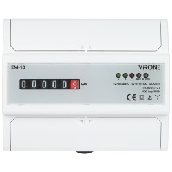 3상 아날로그 전력량계 DIN 레일 장착형 3x230V/400V 100A kWh Virone EM-10