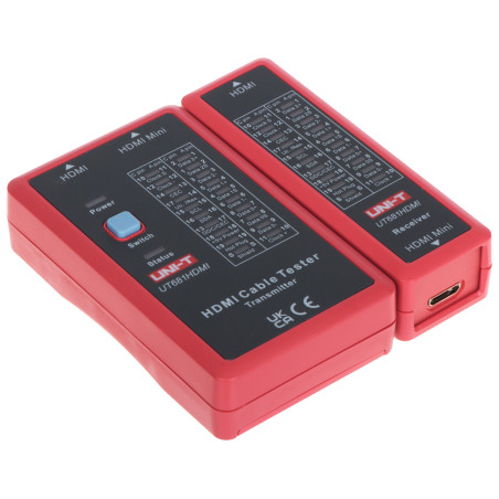 HDMI ir mini HDMI kabelių testeris laidų diagnostika tęstinumo tikrinimas gedimų lokatorius UNI-T UT-681-HDMI