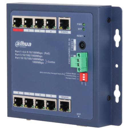 Managed Industrial PoE Switch 8-port SFP Gigabit Uplink Combo DIN 90W Watchdog DAHUA CHS4110-8ET-90-F