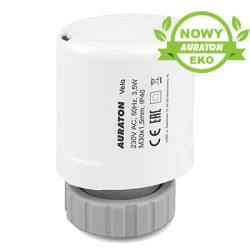 מפעיל תרמו-חשמלי למחלק חימום תת-רצפתי M30x1.5 230V NC IP40 חסכוני באנרגיה Auraton AUR00VEL00000