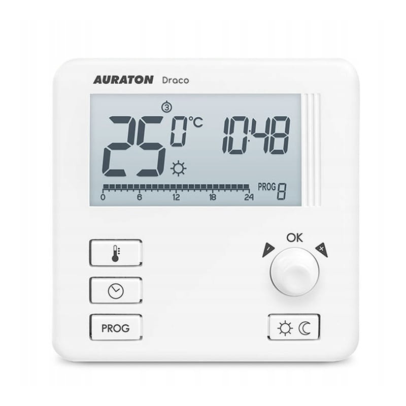 Termostato de ambiente cableado semanal para caldera de calefacción central LCD Auraton AURATON-Draco