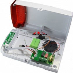 Sygnalizator zewnętrzny, programowalny z głośną syreną, akumulatorem i 12 mocnymi diodami LED AC1045