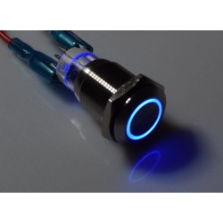 Schalter beleuchtete LED blau DC 12V ON OFF Auto 16mm Metallschalter Schalter ACTii AC6098