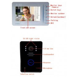 Video intercom 7 inches 960x480, CMOS 0.3Mpx camera, touch screen, 4 cameras ACTii AC3057