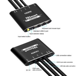 Chaveador KVM 2x1 HDMI 4K 1080p 3x USB 2.0 10.2Gbps Controle por Atalho e Botão ACTii AC2663